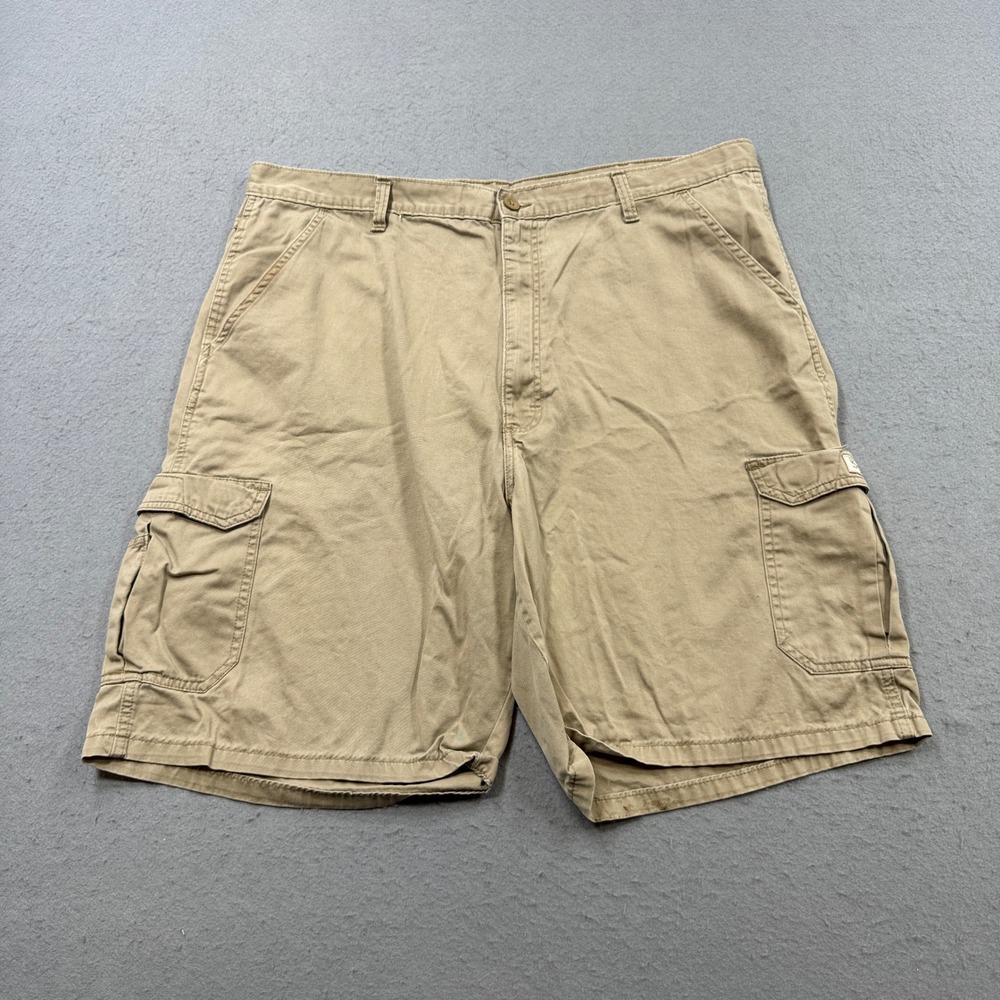 Wrangler Cargo Shorts Men's 42 Khaki Tan Baggy Fit Cotton Twill Utility Workwear